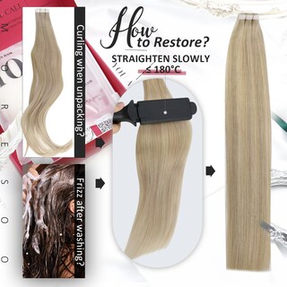 Foto 5 | Foto 5 | Extensiones De Cabello Con Cinta Adhesiva Moresoo Blonde, 12 Pulgadas, 40 Piezas, 60 G, #18 /613 - Venta Internacional.