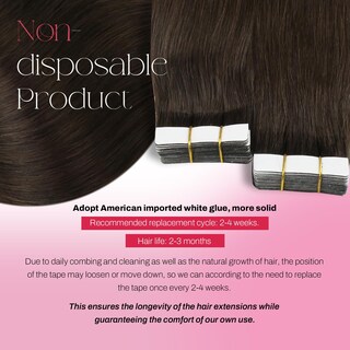 Foto 3 | Foto 3 | Extensiones De Cabello Humano Marrón Oscuro Moresoo Con Cinta Adhesiva, 40 Cm - Venta Internacional.