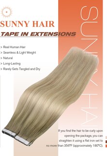 Foto 2 | Foto 2 | Extensiones De Pelo Con Cinta Adhesiva Sunny Hair Ombre Ash Blonde 50 G, 20 Unidades - Venta Internacional.