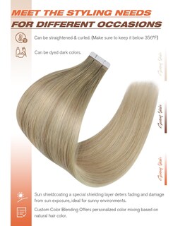 Foto 4 | Foto 4 | Extensiones De Pelo Con Cinta Adhesiva Sunny Hair Ombre Ash Blonde 50 G, 20 Unidades - Venta Internacional.