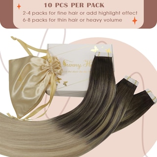 Foto 3 | Foto 3 | Extensiones De Cabello Con Cinta Adhesiva Sunny Hair De Color Castaño Oscuro A Rubio Dorado - Venta Internacional.