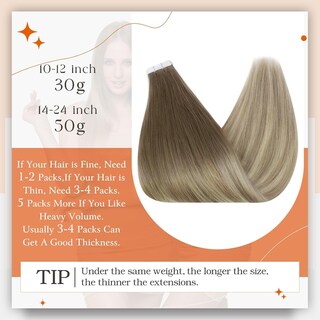 Foto 3 | Foto 3 | Extensiones De Pelo Con Cinta Adhesiva Full Shine 45 Cm Balayage 8/60/18 - Venta Internacional.