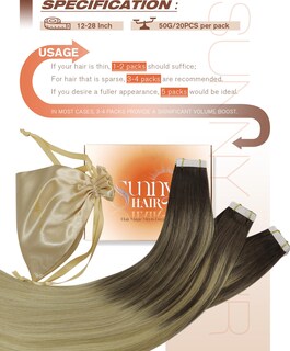 Foto 5 | Foto 5 | Extensiones De Pelo Con Cinta Adhesiva Sunny Hair Ombre Blonde, 50 G, 20 Unidades - Venta Internacional.