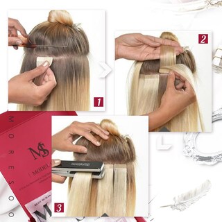 Foto 6 | Foto 6 | Extensiones De Cabello Con Cinta Adhesiva Moresoo Blonde Remy Hair, 14 Pulgadas, 40 Unidades - Venta Internacional.