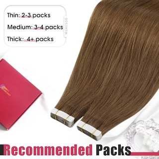 Foto 7 | Foto 7 | Extensiones De Cabello Humano Marrón Claro Moresoo Con Cinta Adhesiva, 50 G - Venta Internacional.