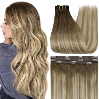 Foto 1 | Foto 1 | Extensiones De Pelo Con Clip Full Shine, 40 Cm, Marrón Degradado, Marrón Ceniza - Venta Internacional.