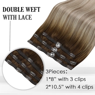 Foto 3 | Foto 3 | Extensiones De Pelo Con Clip Full Shine, 40 Cm, Marrón Degradado, Marrón Ceniza - Venta Internacional.