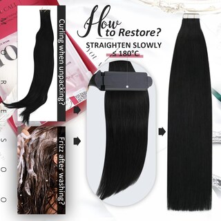 Foto 5 | Foto 5 | Extensiones De Cabello Humano Negro Moresoo Con Cinta Adhesiva, 14 Pulgadas, 40 Unidades - Venta Internacional.