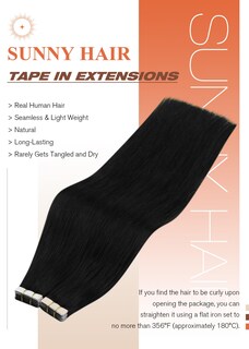 Foto 2 | Foto 2 | Extensiones De Cabello Sunny Hair Black Con Cinta Adhesiva De 60 Cm En Cabello Humano - Venta Internacional.