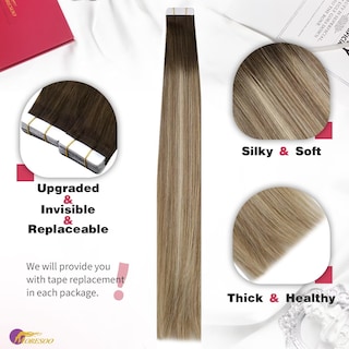 Foto 2 | Foto 2 | Extensiones De Cabello Con Cinta Adhesiva Moresoo Balayage Marrón/castaño Claro - Venta Internacional.