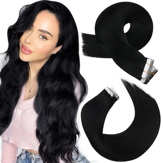 Foto 1 | Foto 1 | Extensiones De Cabello Humano Negro Azabache Moresoo Con Cinta Adhesiva, 60 Cm - Venta Internacional.