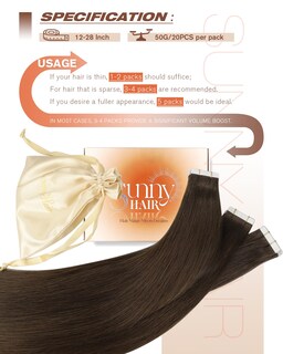 Foto 5 | Foto 5 | Extensiones De Cabello Con Cinta Adhesiva Sunny Hair Brown #4, 50 G, 20 Piezas, 18 Pulgadas - Venta Internacional.