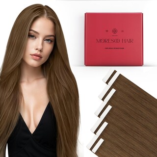 Foto 1 | Foto 1 | Extensiones De Pelo Moresoo Con Cinta Adhesiva, 20 Cm, 10 Unidades, 25 G, #8, Color Marrón - Venta Internacional.