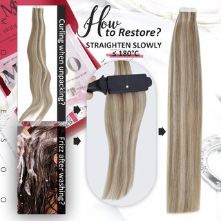 Foto 5 | Foto 5 | Extensiones De Pelo Moresoo Con Cinta Adhesiva, 40 Unidades, 100 G, 40 Cm, Color Marrón Claro - Venta Internacional.