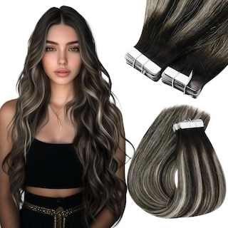 Foto 1 | Foto 1 | Extensiones De Cabello Con Cinta Adhesiva Sunny Hair De Negro Degradado A Gris Plateado - Venta Internacional.