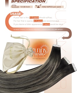Foto 5 | Foto 5 | Extensiones De Cabello Con Cinta Adhesiva Sunny Hair De Negro Degradado A Gris Plateado - Venta Internacional.