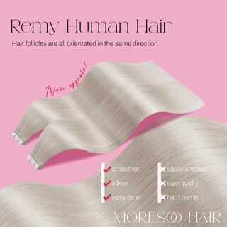 Foto 2 | Foto 2 | Extensiones De Cabello Humano Con Cinta Adhesiva Moresoo White Blonde 25 Cm - Venta Internacional.