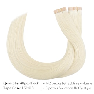 Foto 2 | Foto 2 | Extensiones De Pelo Con Cinta Adhesiva Hotbanana, 35 Cm, 40 Unidades, 100 G, Color Rubio Marfil - Venta Internacional.