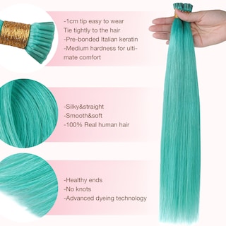 Foto 2 | Foto 2 | Extensiones De Cabello Goo Goo I Tip, 18 Pulgadas, 50 G, Verde Azulado - Venta Internacional.
