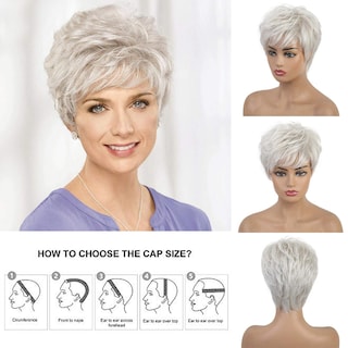 Foto 1 | Foto 1 | Peluca Huoguo Micro Curl Gris Plateado De 28 Cm Para Mujer - Venta Internacional.