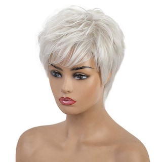 Foto 3 | Foto 3 | Peluca Huoguo Micro Curl Gris Plateado De 28 Cm Para Mujer - Venta Internacional.