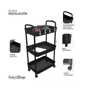 Foto 3 | Foto 3 | Carrito Auxiliar BELUG Organizador Multiusos 3 Niveles Plástico