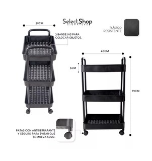 Foto 4 | Foto 4 | Carrito Auxiliar BELUG Organizador Multiusos 3 Niveles Plástico