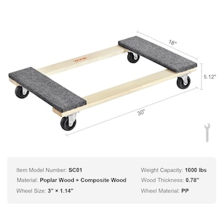 Foto 7 | Foto 7 | Dolly Vevor Para Mudanzas De Muebles, Madera Dura, 30 X 18 Cm, Giratoria De 4 X 3 - Venta Internacional.