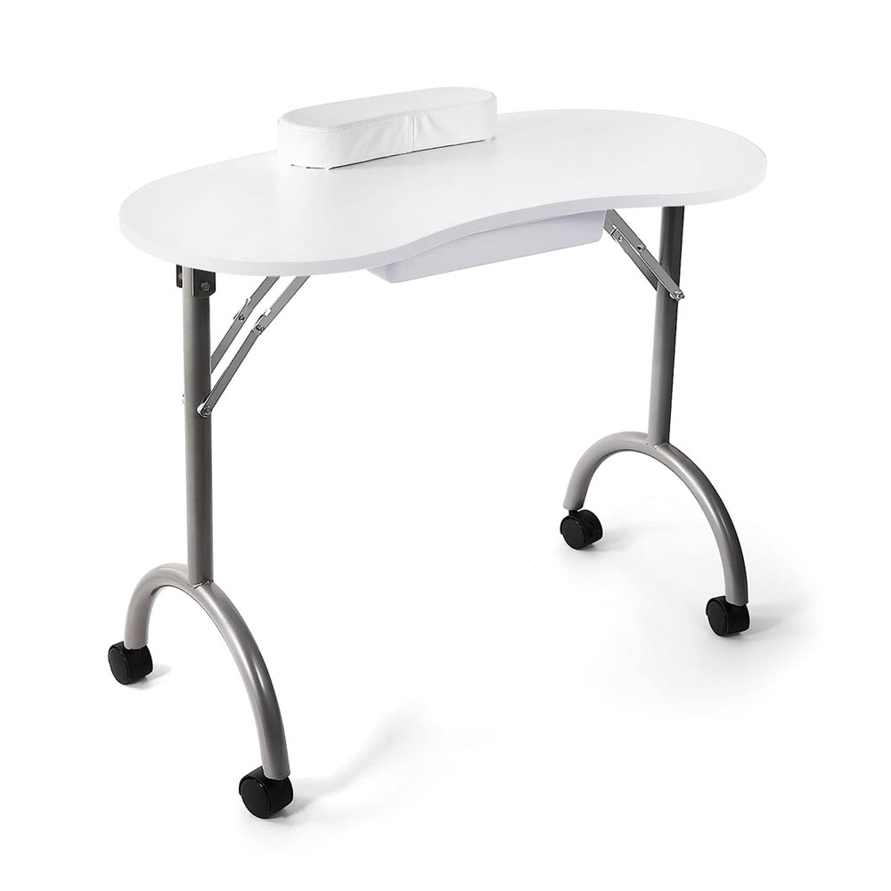 Mesa Portátil Para Aplicación De Uñas Color Blanco