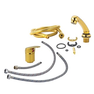 Foto 3 | Foto 3 | Regadera Con Manguera Y Mezcladora Monomando Dorado Letmex X-601g