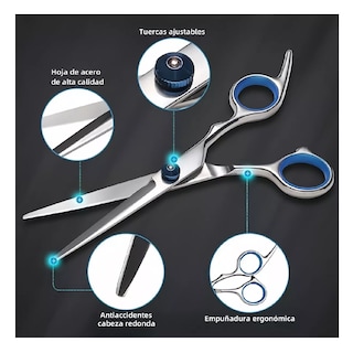 Foto 2 | Foto 2 | Tijeras Estilista Barbero Profesionales Para Cortar Cabello Plata Azul