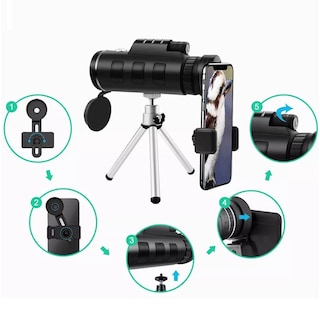 Foto 3 | Foto 3 | Monocular Telescópico Eo Safe Imports ESI-3412 color Negro para Celular 40x60 HD