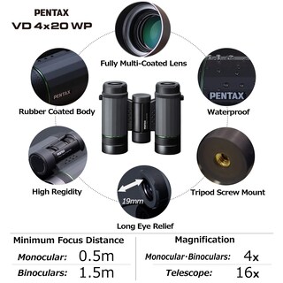Foto 4 | Foto 4 | Binoculares Pentax Vd 4x20 Wp Unique 3 En 1 Con Telescopio - Venta Internacional.
