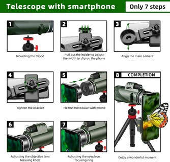 Foto 5 | Foto 5 | Telescopio Monocular Riroma 40x60 Hd Con Adaptador Para Smartphone - Venta Internacional.