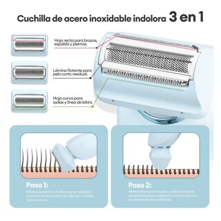 Foto 3 | Foto 3 | Depiladora Eléctrica Afeitadora Rasuradora Mujer Portátil Belug, Blanco Lineas Azul