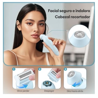Foto 4 | Foto 4 | Depiladora Eléctrica Afeitadora Rasuradora Mujer Portátil Belug, Blanco Lineas Azul