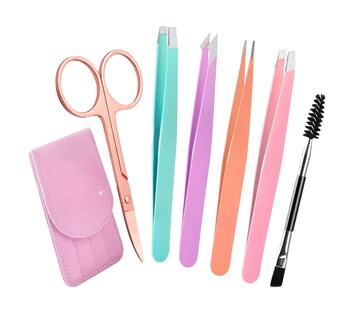 Foto 1 | Foto 1 | Kit 6pzs Pinzas Xtellar Para Cejas Profesionales Con Tijera Curvadas