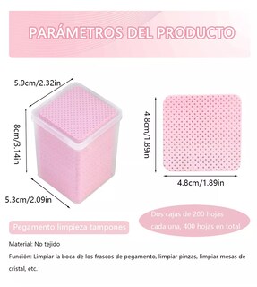 Foto 2 | Foto 2 | Toallitas Libre De Pelusa Para Uñas Limpiar Pinza 400 Pzs Rosa