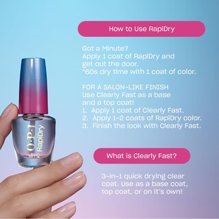 Foto 5 | Foto 5 | Esmalte De Uñas Opi Rapidry Clearly Fast Clear Coat 3 En 1 Vegano - Venta Internacional.
