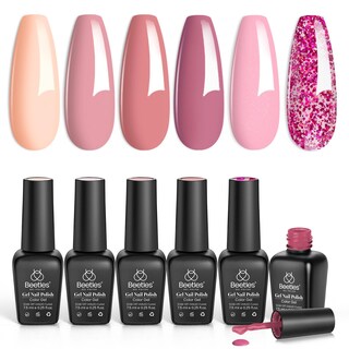 Foto 1 | Foto 1 | Set De Esmaltes De Uñas Beetles Gel, 6 Colores, Confeti, Purpurina Rosa - Venta Internacional.