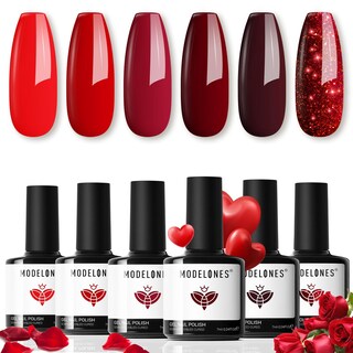 Foto 1 | Foto 1 | Set De Esmaltes De Uñas En Gel Modelones, 6 Colores Rojos, 7 Ml, San Valentín - Venta Internacional.