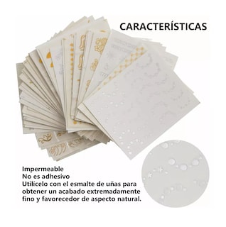 Foto 4 | Foto 4 | Sticker Pegatinas Decorativas para Uñas 30 Hojas Dorado y Plata