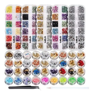 Foto 1 | Foto 1 | Decoración De Uñas 11440 Pcs Rhinestones 36 Macetas Láminas