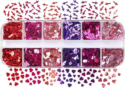 Foto 1 | Foto 1 | Suministros Para Decoración De Uñas Huoguo Valentine's Glitter Heart 3d Hol - Venta Internacional.