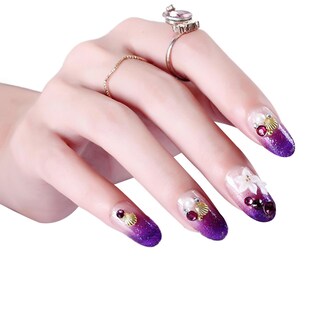 Foto 1 | Foto 1 | Presiona Uñas Huoguo Morado Degradado Con Puntas Largas X24 - Venta Internacional.