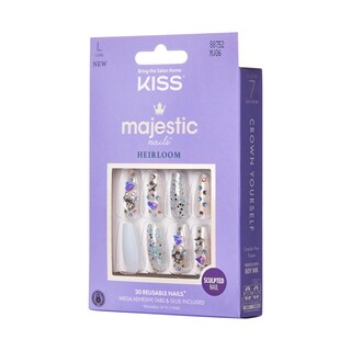 Foto 3 | Foto 3 | Presiona Las Uñas Kiss Majestic 'your Grace' De Color Azul Claro, Largo - Venta Internacional.
