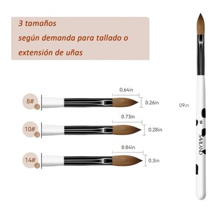 Foto 2 | Foto 2 | Pinceles De Uñas Acrílico Lab.G 81014 Y 3d 3 Pzs, Color Negro Con Blanco