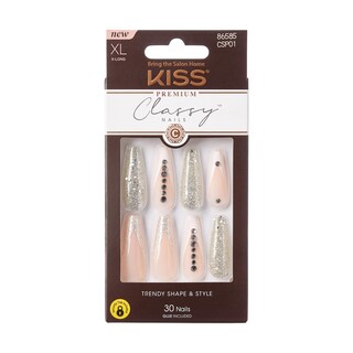 Foto 1 | Foto 1 | Presiona Nails Kiss Con Elegante Y Sofisticada Forma De Ataúd Plateado - Venta Internacional.