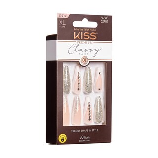 Foto 2 | Foto 2 | Presiona Nails Kiss Con Elegante Y Sofisticada Forma De Ataúd Plateado - Venta Internacional.