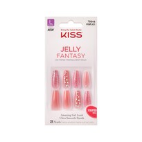 Gel Kiss Fantasy «be Jelly» De Press On Nails, Forma De Ataúd Rosa - Venta Internacional.